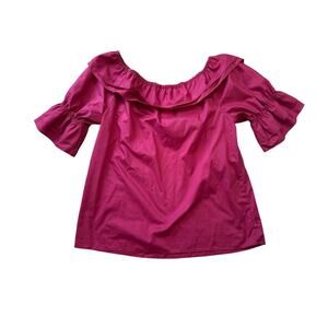 MALCO MODES womens Blouse/Shirt, size LG, hot pink, puffy sleeves, off shoulder